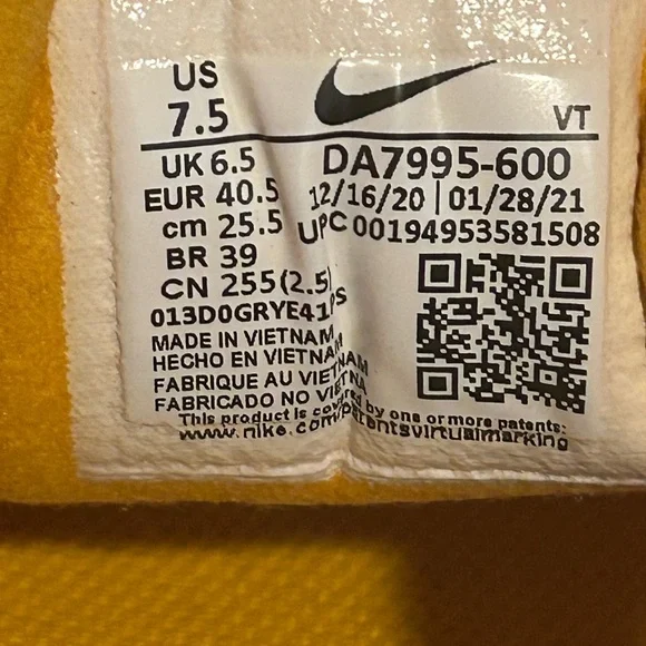 Men’s Size 7.5 Nike Waffle One Active Fuchsia Pink Yellow Black Shoes DA7995-600 - Picture 9 of 9